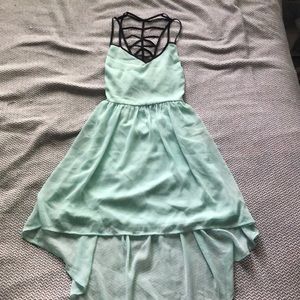 Light teal high-low dress